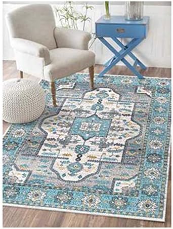 GHGMM Carpet Rug Mat, Upgrade American Country Living Room Carpet Simple Style Washable Non-Slip mat, Suitable for Bedroom, Study,Blue,140200cm