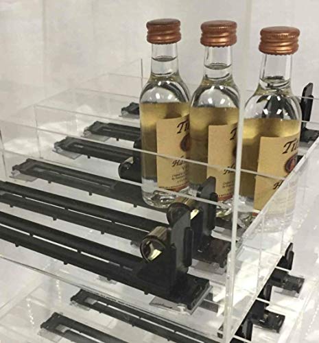 Commercial Mini Liquor 50ml Nips Bottle Display Case, Acrylic Countertop Rack Shelves with Dividers, 144 Bottle Capacity 12"W x 12"D x 28"H