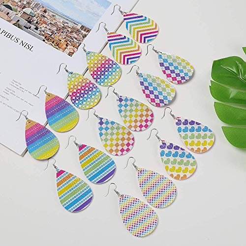 UHIBROS 9-12 Pairs Leather Earrings for Women Girls Faux Leather Danle Earrings Sets Lightweight Teardrop Leaf Leopard Print Earrings Jewelry Gift
