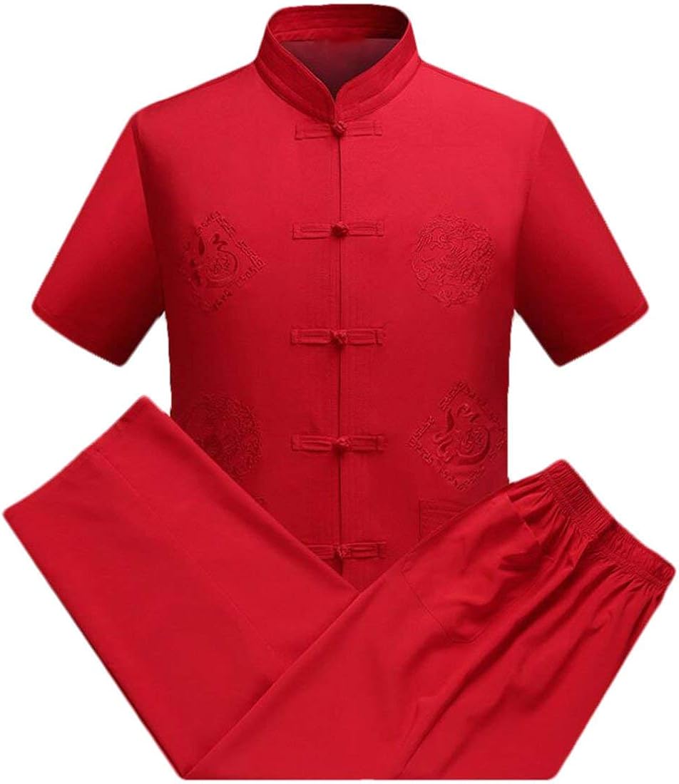 Losait Men Frog-Button Linen Blend Chinese Style Lightweight Shirts