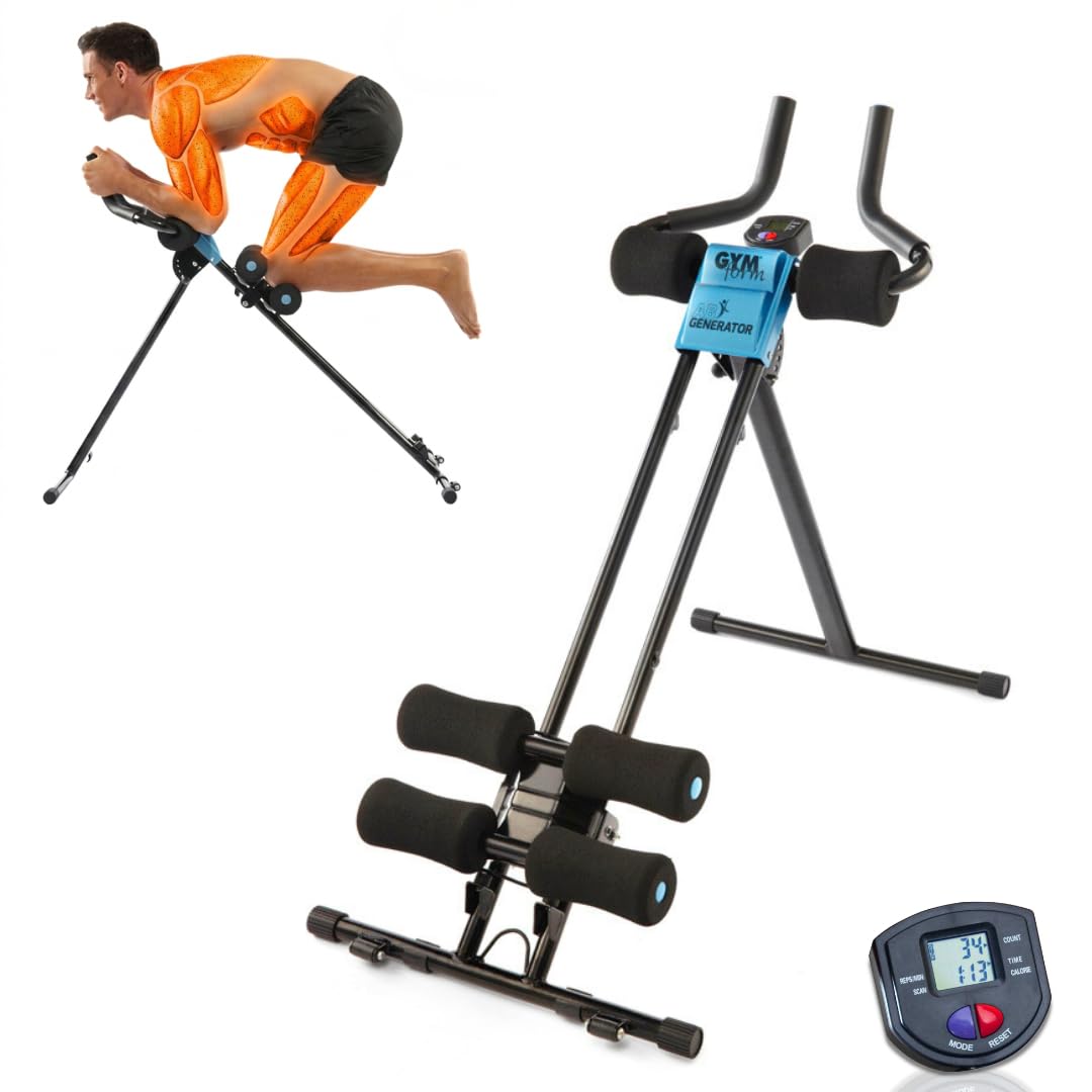 GYMFORM AB Generator, Cardio and Toning Machine, Core Strength, Training Equipment for Home, Abdominal Trainers, For Abs, Legs, Arms, Back. Intensity Levels + Digital Display