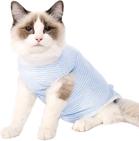 Amazon Com Dotoner Cat Professional Recovery Suit Surgical Recovery Shirt For Abdominal Wounds Bandages Cone E Collar Alternative For Cats After Surgery Medical Suit Soft Pets Clothing Indoor Blue S Pet Supplies