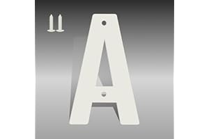 SPNO1-MS 3" 4" 5" 6" 8" White Metal Letters, Modern House Numbers for Outside, White Door Mailbox Numbers, Metal House Address Letter and Number for Office Apartment Outside (4 Inch A)