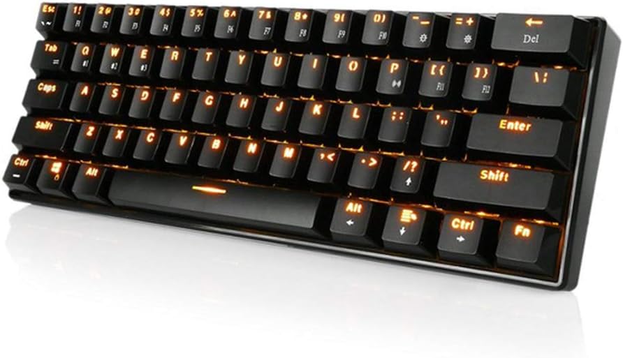 HLL Mini Mechanical Keyboard,Wireless Gaming Portable 60% Keyboards 61 Keys RGB Single Backlit Blue Brown Switch