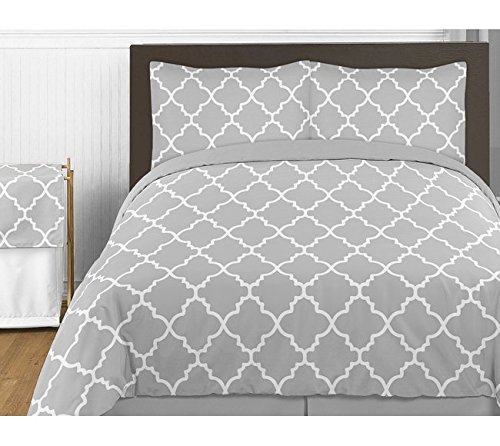 Sweet Jojo Designs Gray and White Trellis Print Lattice Fabric Memory/Memo Photo Bulletin Board