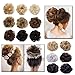Benehair Hair Bun Hairpiece Scrunchy Updo Hair Pieces Fluffy Scrunchies Donut Hairpiece Synthetic Curly Wavy Messy Chignons With Elastic Rubber Band Light Brown-Thicker 1pc 35g