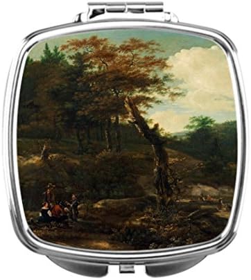 Makeup Vanity With Mirror Wooded Landscape with Travelers II - Adam Pynacker Pearl Compact Mirror