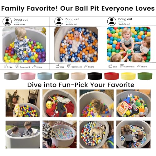 Zedachica Ball Pit for Toddlers 35.43'' x 11.81" Baby Ball Pit Soft Memory Foam Ball Pits Round Kid Ball Pool Indoor and Outdoor Game Kids Play Ball Pool Ideal Gift for Children (Grey, NO Balls)