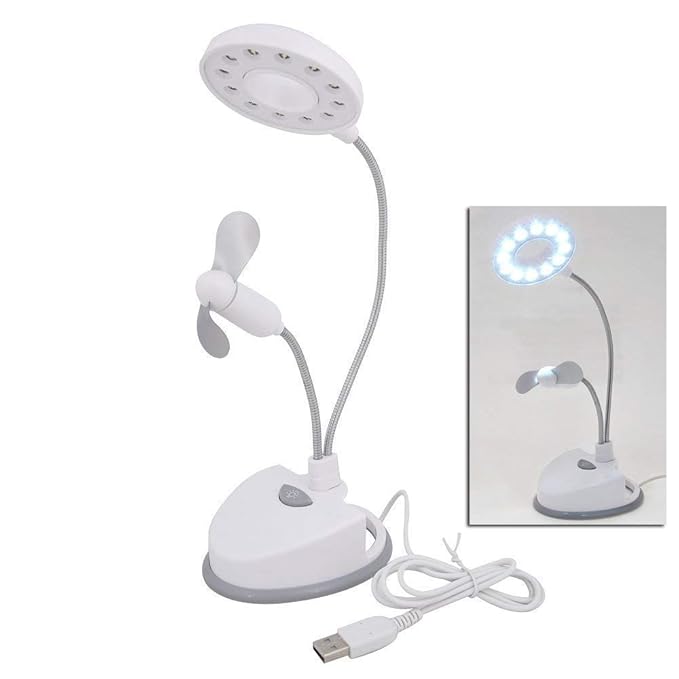 Limra 2-in1 LED Desk Table/Study Table Lamp with Fan Works on Batteries and USB USB LED Table Lamp Eye Protection with Mini Fan for Study Reading Children Desk Lights Night Light Table Lamp