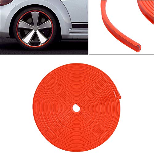Suuonee Car Wheel Rims Protector, 8M / Roll Car Wheel Hub Edge Protector Tire Guard Strip Sticker Universal(Red)