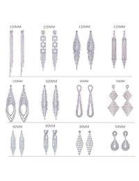 FOCALOOK - Pendientes largos para mujer, chapados en plata, con borla de cristal y diamantes de imitación, diseño de gota