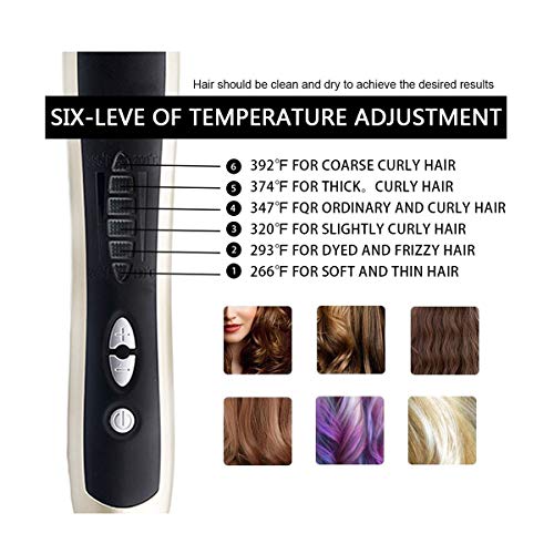 Garberiel 2 in 1 Hair Straightener Brush Straight Hair Comb and Curly Hair Comb 3 Purpose Comb with Premium PTC Ceramic Heating Components 6 Modes