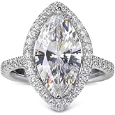 Savlano 18K Gold Plated Marquise & Round Cut Cubic Zirconia Wedding Engagement Women Statement Ring Comes Gift Box