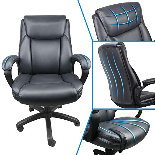 Mysuntown Executive Office Chair, Bonded PU Leather Swivel Chair for Big and Tall Users, Ergonomic High Back with Lumbar Support