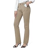 M MOTEEPI Womens Work Pants 31'' High Waisted Stretch Straight Leg Yoga Dress Pants Pull on Business Office Casual Slacks Pockets Khaki Small