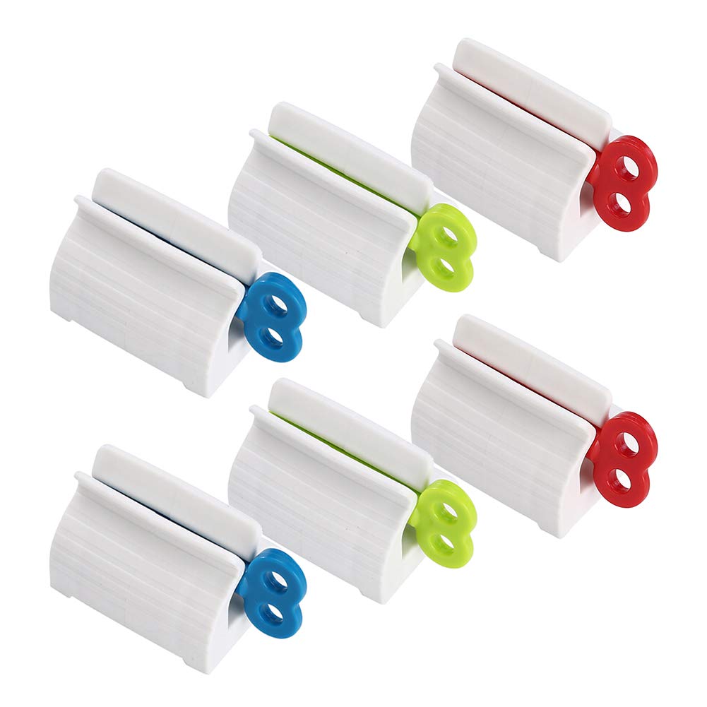 Toothpaste Squeezer,6 Rolling Tube Toothpaste Dispenser for Toothpaste Seat Holder Creams Ointment and Pastes Holder Multi Purpose Red Blue Green