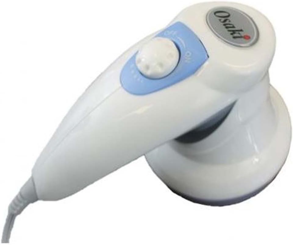 Osaki OS-105A Handheld Portable Compact PRO Massage, White/Gray, Multi-phase Speed Dial, 3 Variable Massage Heads, Rotating and Oscillating Massage, Easy Cleaning, Curved handle for easy control and grip