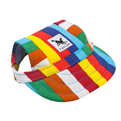 Pet Hat, OOEOO Visor Cap with Ear Hole Summer Dog Cat Baseball Cap Puppy Hat Sunbonnet (Stripe)