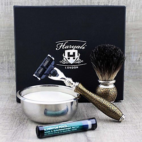 Black Badger Brush & Mach 3 Razor with Bowl & Soap, Golden - Image 3