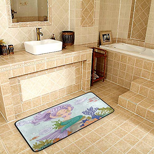 LNAGT Area Rugs Mermaid Coral Area Carpets Soft Non-Slip Runner Rug for Living Room Entryway Kitchen Mat Doormat 3920 inch