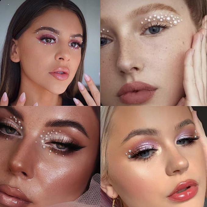 VOTACOS Nail Art Pearls with Nail Rhinestones Glue Gel Flatback Pearls Nail Charms Luxurious Nail Supplies Accessories Gold Silver Nail Gems Jewelry Pearls for Women Nail Design - Image 4