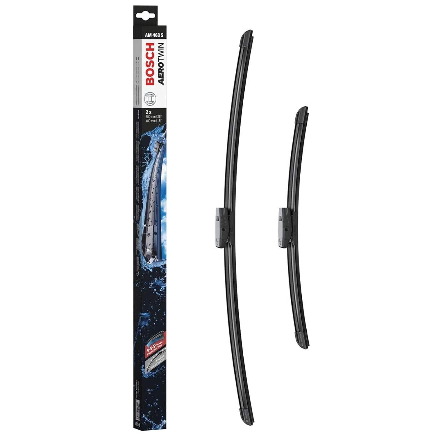 Bosch Wiper Blade Aerotwin AM468S, Length: 650mm/400mm – Set of Front Wiper Blades - Only for Left-Hand Drive (EU)
