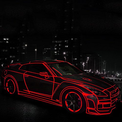 FOLCONROAD Reflective Striping Tape Wheel Rim Stripe for Car Body Motorcycle Wheel Hub Rim Warning Safety -Red