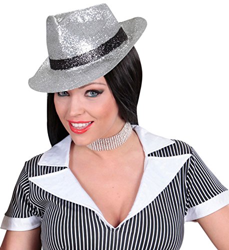 Adult's Silver Glitter Fedora Hat - Thumbnail 2