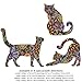 Cat Wall Sticker Trio - Set of 3 Stickers - Repositionable Cat Wall Decals in Flower Pattern (as Shown, S)
