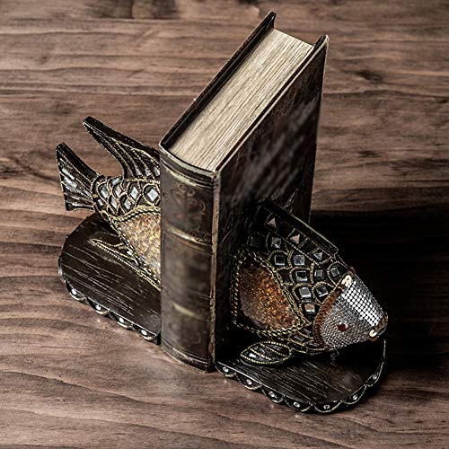 MAGO Desktop Decoration Resin Bookends ， Fish Style with Book Holder Desk Organizer for Kids School Library Study Home Office Decoration Gift ，22.510.17cm - Thumbnail 4