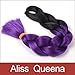 Aliss Queena(TM)1pcs 24'' 80G/Pcs Ombre Kanekalon Braiding Hair Two Tone Purple+Black Kanekalon Jumbo Braid Hair Extension