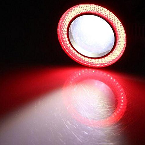 LEDHOLYT 2pcs High Power COB LED Fog Light Projector DRL Driving Red Angel Eye Halo Ring Xenon White Lamp (3.5in, Red)