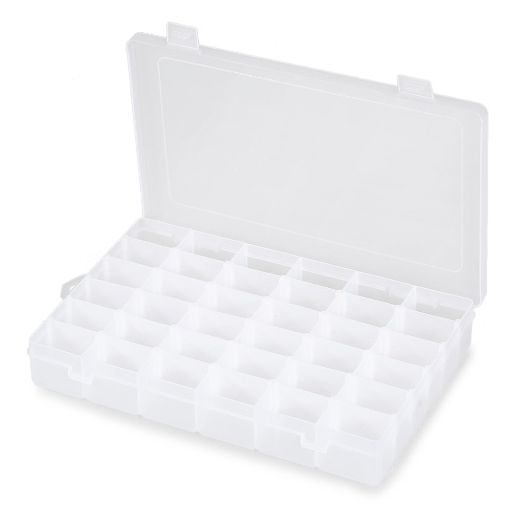 36 Grids Clear Plastic Jewelry Organizer Box Clear Storage Bead Organiser Transparent Container Compartment Box Removable Adjustable Dividers Jewelry Earrings Ear Studs Ring Necklace Dried Flowers