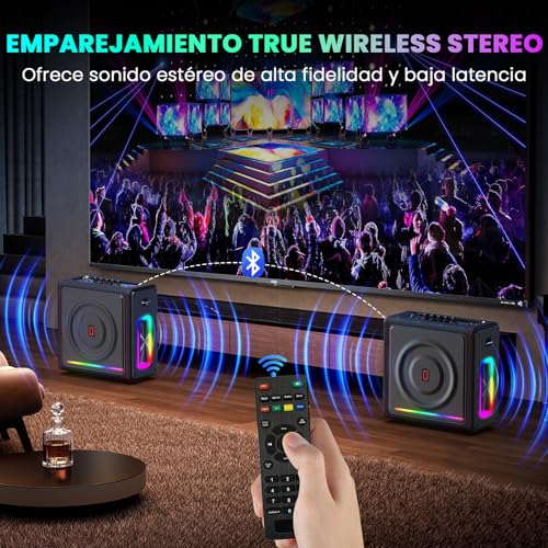 Karaoke Machine with Wireless Microphones HWWR Karaoke with 2 Microphones for Adults Children, Karaoke Systems Accessoires Utiles pour Micro (MS78-2Mics)