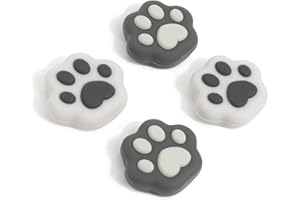 GeekShare 4PCS Cat Paw Shape Thumb Grip Caps,Soft Silicone Joystick Cover Compatible with Switch/OLED/Switch Lite (Sesame Grey)