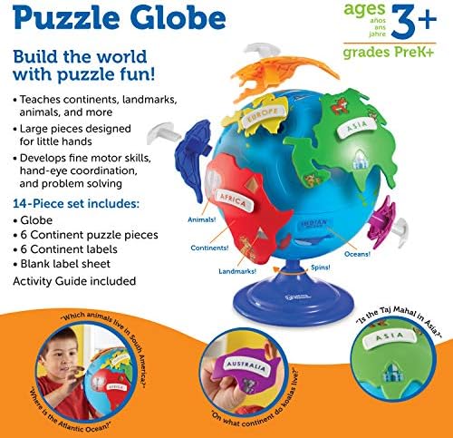 Learning Resources Puzzle Globe 3 D Geography Puzzle Fine Motor Easter Games Easter Gifts For Kids 14 Pieces Ages 3