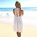 NFASHIONSO Women Lace Floral Sleeveless Swimsuit Cover up Bikini Dress White