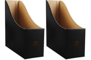 Limitliho Black Magazine Holde (2 Pack), Magazine File Holder for Home, Office, Desk, 10.6'' H×10.2'' L ×3.5''W Magazine Storage Box