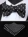 SetSense Men's Polka Dot Jacquard Woven Self Bow Tie Set One Size Black/Silver
