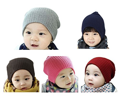 GEOOT Baby Kids Boy's Girls Hat Cool Knit Beanie Warm Winter Toddler Infant Cap Set Of 5