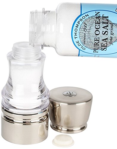Olde Thompson Pepper Mill & Salt Shaker Set, 7", Red/Clear
