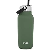 S'well Recycled Stainless Steel Explorer with Flip Straw Lid, 32oz, Green Jasper, Triple Layered Vacuum Insulated Containers Keeps Drinks Cold for 42 Hours and Hot for 10