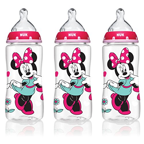 NUK 62048 Disney Baby Bottle with Perfect Fit Nipple, Minnie Mouse, 10 Ounces, 3 Pack