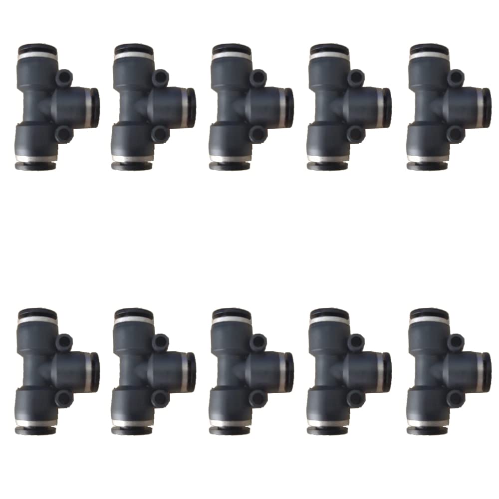 Photo 1 of 1/4 inch Air Hose T Connector Plastic Pneumatic Quick Push to Connect Tee Fitting (10Pcs)