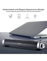 ELEGIANT Barra de sonido con carga USB para computadora portátil, PC, negro, Wire