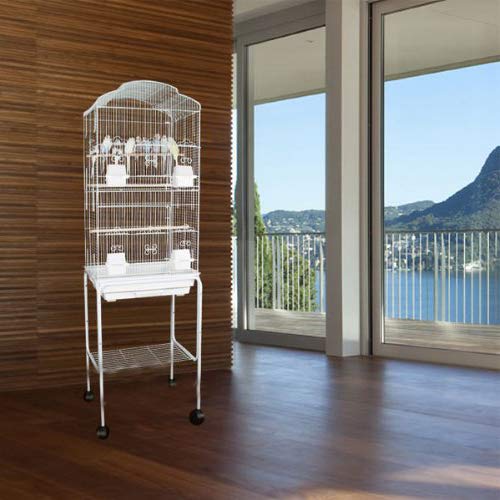 Mcage 63-Inch Flight Bird Cage for Cockatiel Quaker Parrot Sun Parakeet Green Cheek Conures Finch Budgie Lovebird Parrotlet Canary Finch Pet Bird Cage with Stand