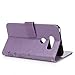 LG V30 Case, LG V30 Plus Case, Light Purple PU Leather Embossed Floral Butterfly Wallet Purse Credit Card Holders Magnetic Flip Folio TPU Soft Bumper Ultra Slim Protective Cover for LG V30