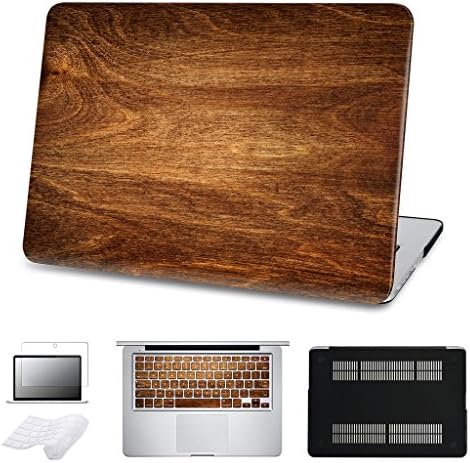 ZEGENE (5 in 1 Bundle) Wood Pattem Laptop Hard Case for Apple Macbook Pro 15-inch with Touch Bar 2016 (A1707) Full Edge Protective Shell Polycarbonate Laptop Cover