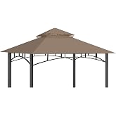 OIPUNSHLE Gazebo Cover Replacement for Target Madaga L-GZ136PST, Khaki | Canopy Top Only, Water Resistant Fabric, Air Vent Design, UV Resistant, Patio Shade, Garden, Backyard, Deck