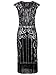 Vijiv 1920s Vintage Inspired Sequin Embellished Fringe Long Gatsby Flapper Dress
